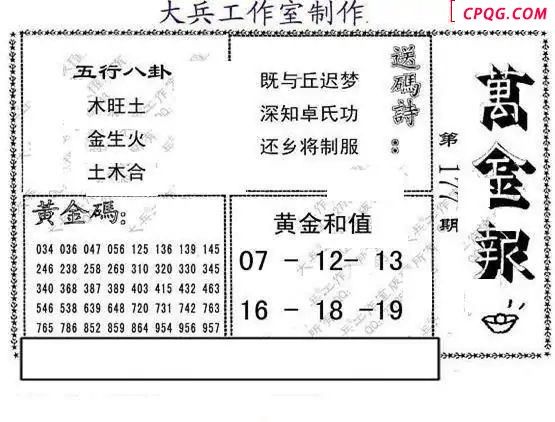 大兵全版2025177期3d图谜
