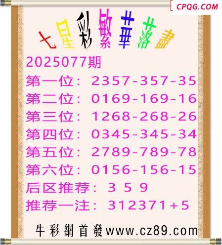 七星彩2025年077期繁华落尽胆码图谜