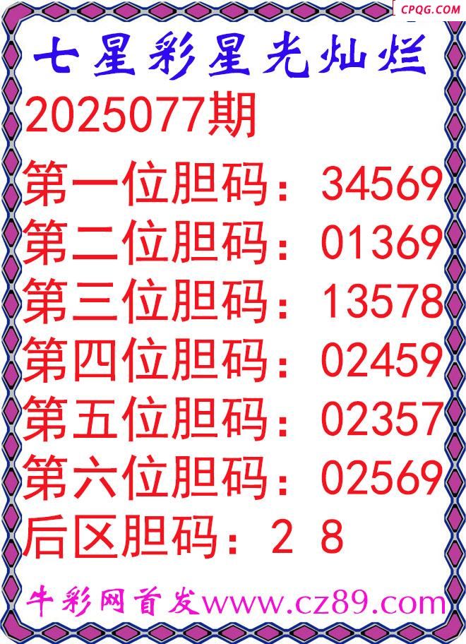 七星彩2025077期星光灿烂五码图谜