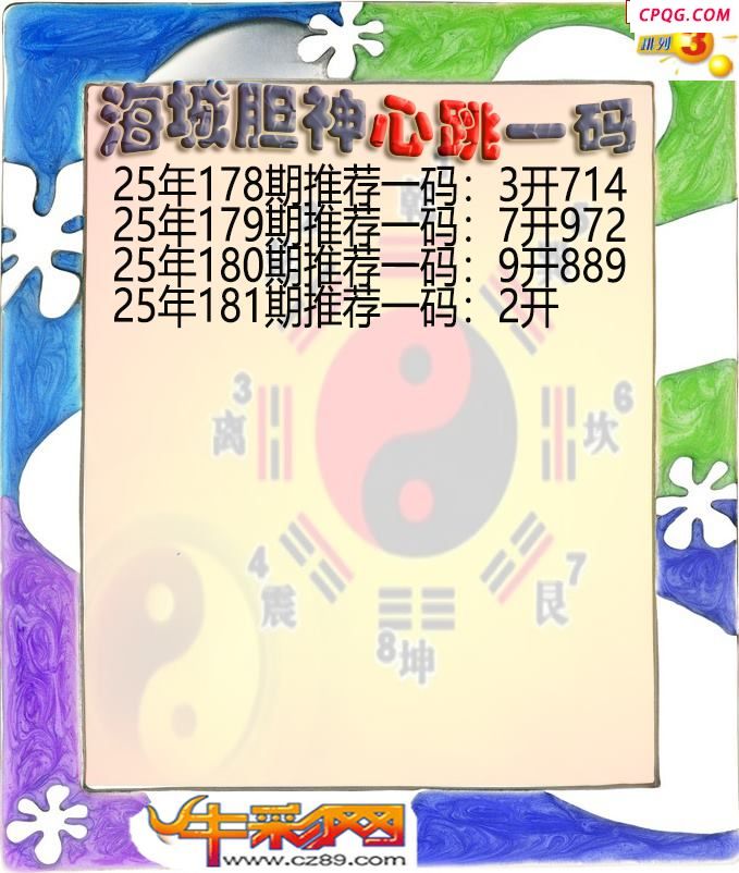 海城胆神心跳一码181期体彩P3图谜