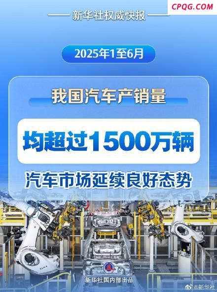 中国汽车上半年销售1565.3万辆