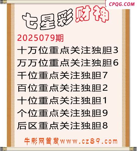 七星彩2025年079期财神独胆图迷