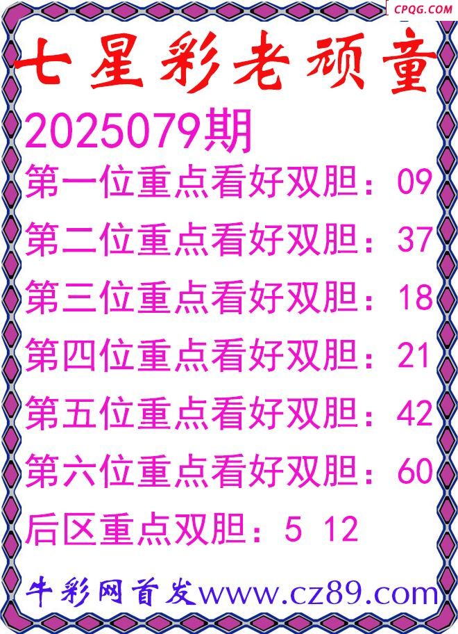 七星彩2025079期老顽童双胆图谜