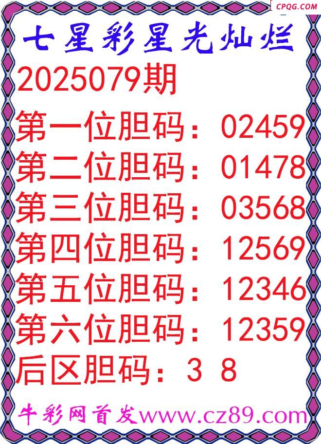 七星彩2025079期星光灿烂五码图谜