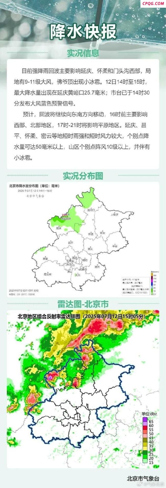 北京这些地方下雨了!局地9-11级大风,佛爷顶现小冰雹 预警信号已发布