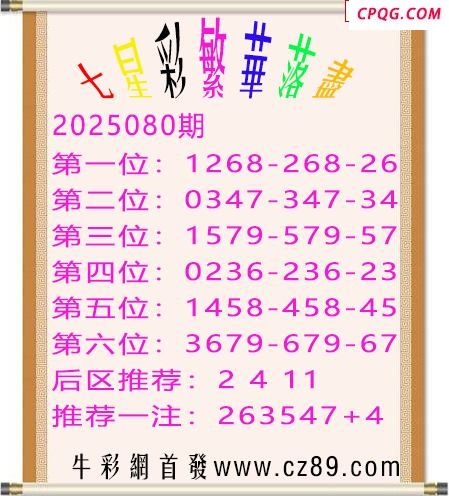 七星彩2025年080期繁华落尽胆码图谜