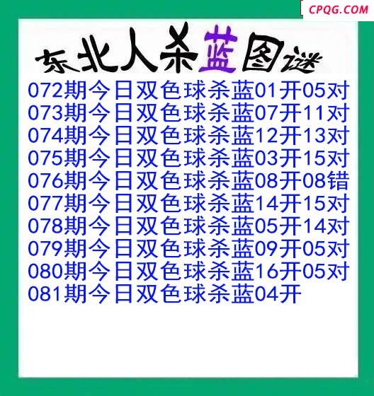 东北人杀蓝球081期双色球图谜