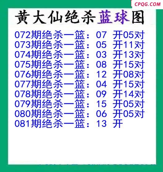 黄大仙杀蓝球081期双色球图谜