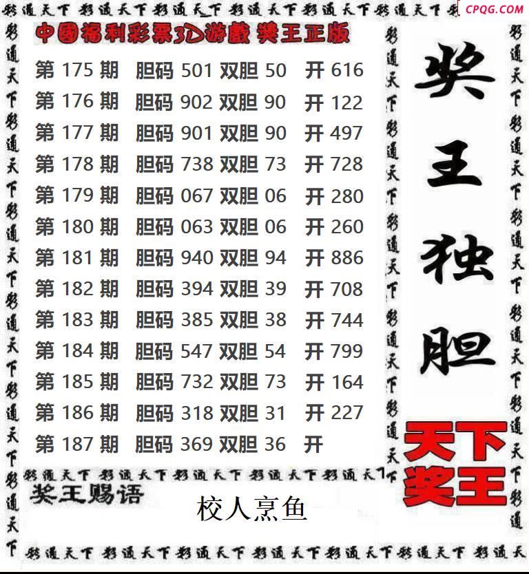 天下奖王2025187期3d图谜
