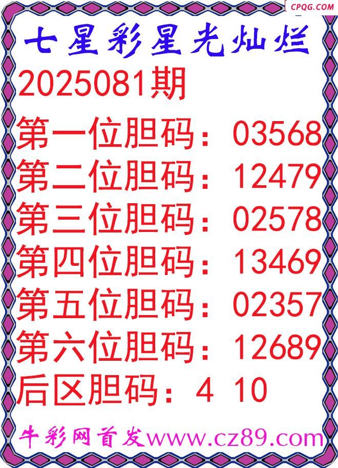 七星彩2025081期星光灿烂五码图谜