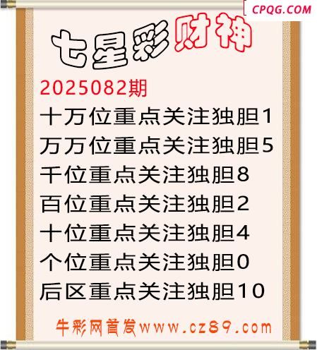 七星彩2025年082期财神独胆图迷