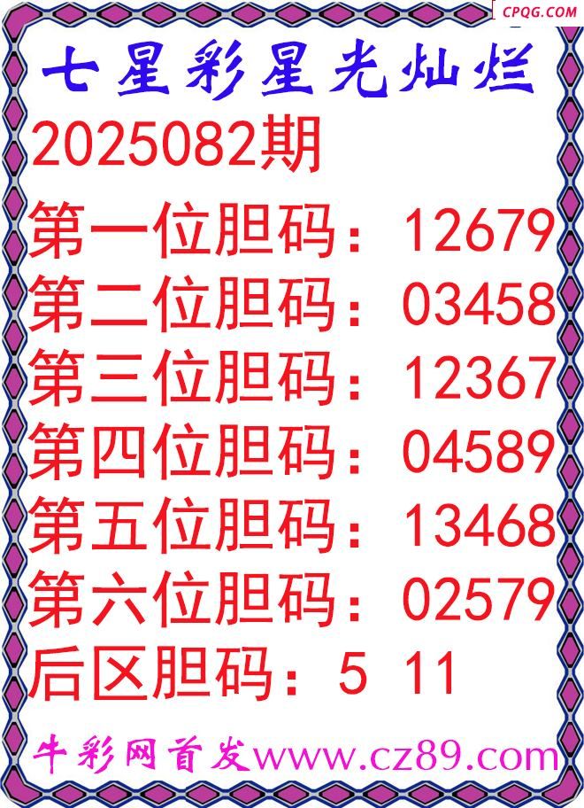 七星彩2025082期星光灿烂五码图谜