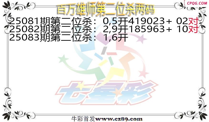 七星彩2025083期百万雄师第二位杀两码图谜