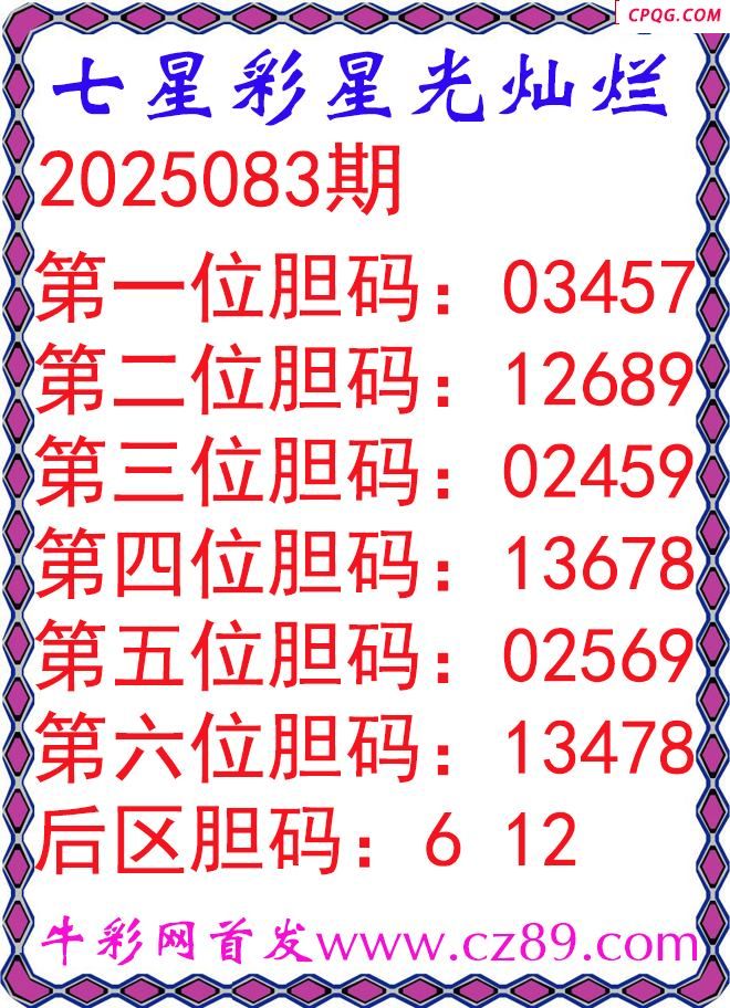 七星彩2025083期星光灿烂五码图谜