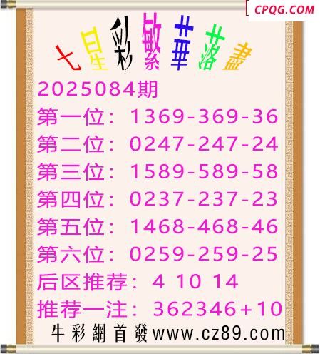 七星彩2025年084期繁华落尽胆码图谜