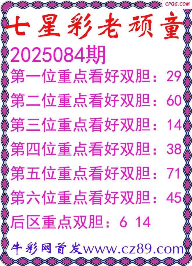 七星彩2025084期老顽童双胆图谜