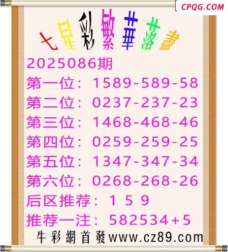 七星彩2025年086期繁华落尽胆码图谜