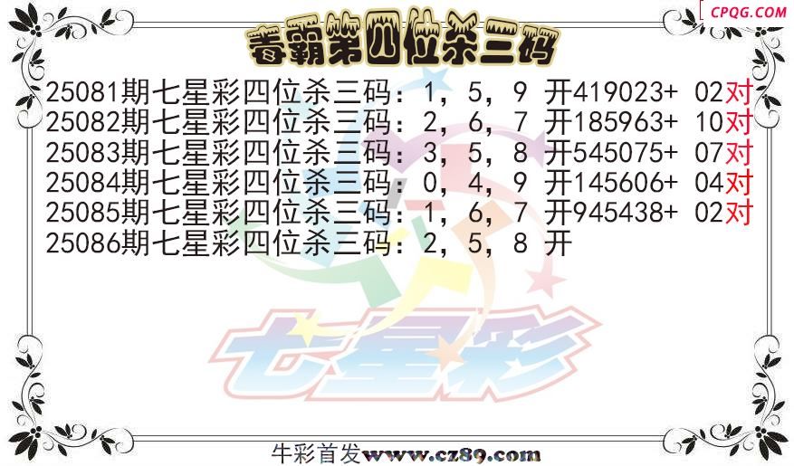 七星彩2025086期毒霸第四位杀三码图迷