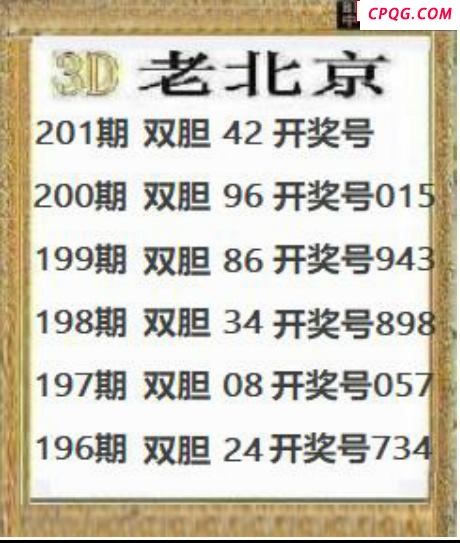 正老北京2025201期3d图谜