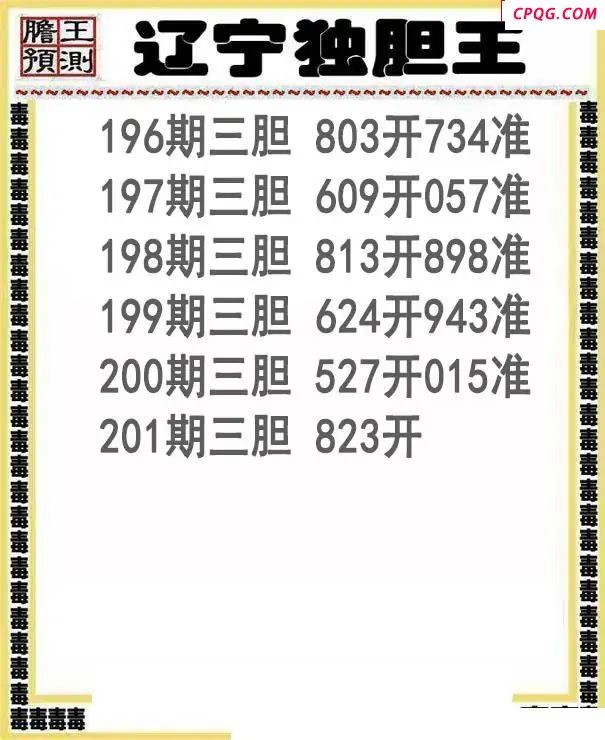辽宁独胆王2025201期3d图谜