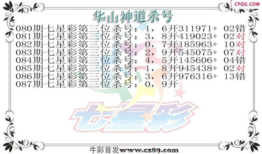 七星彩2025087期华山神道杀号图迷