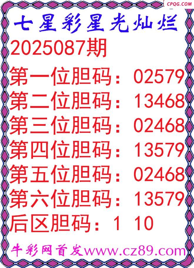 七星彩2025087期星光灿烂五码图谜