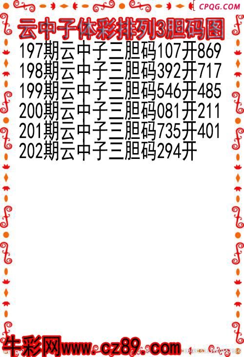 25年202期云中子体彩排列3胆码图