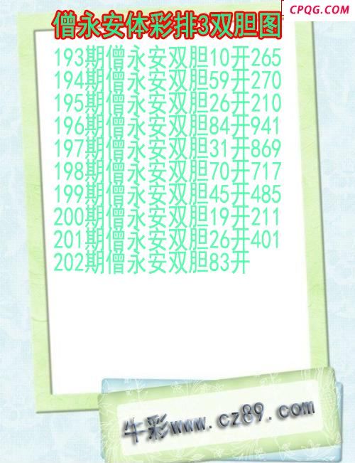 25年202期僧永安体彩排3双胆图
