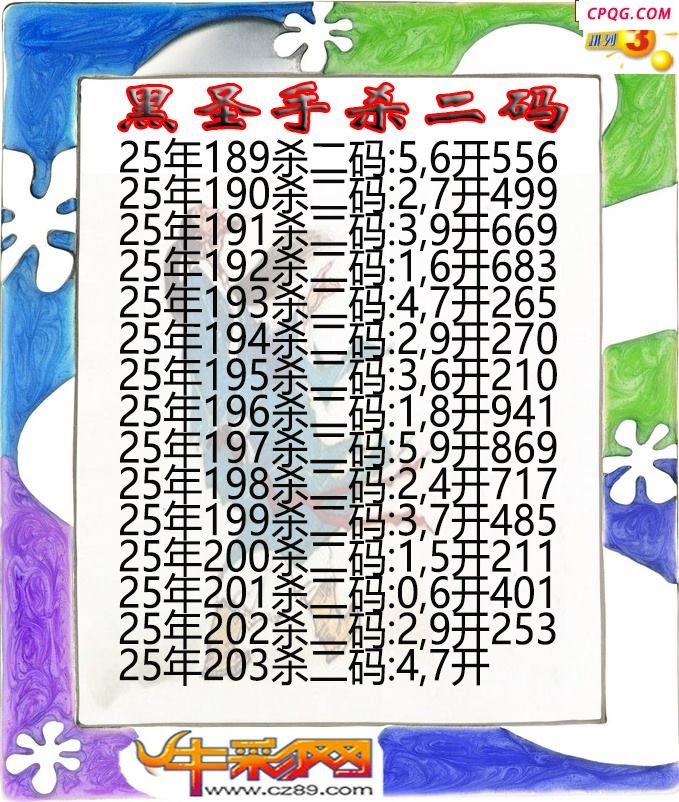 黑圣手杀二码203期体彩P3图谜
