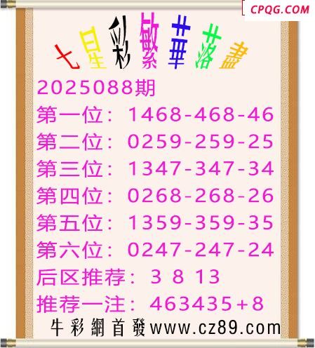 七星彩2025年088期繁华落尽胆码图谜