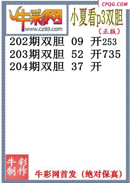 小夏双胆204期体彩P3图谜（原创）