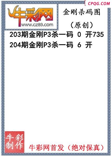 金刚杀码204期体彩P3图迷（原创）
