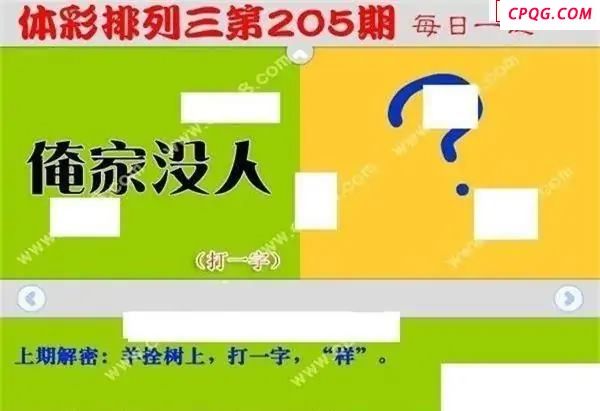 体彩P32045年205期 每日一迷图