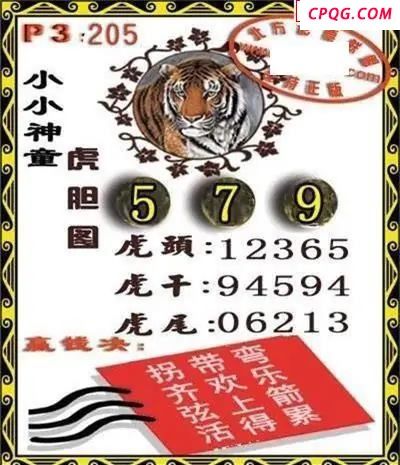 体彩P32045年205期 小小神童虎胆图