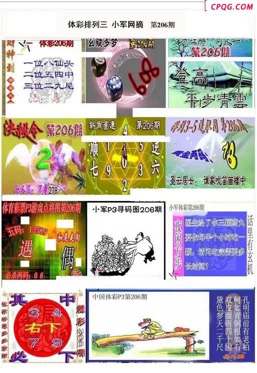 小军网摘25年206期体彩P3彩报图谜