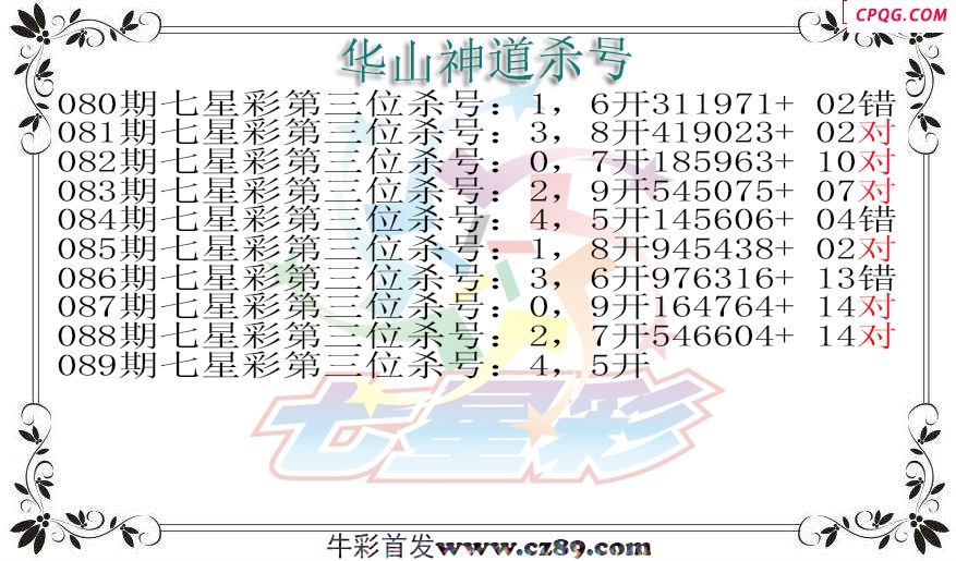 七星彩2025089期华山神道杀号图迷
