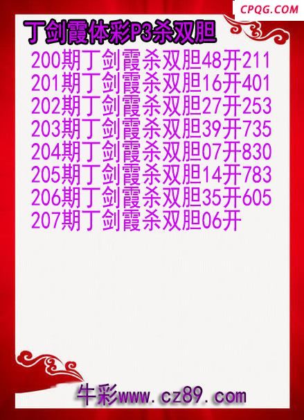 25年207期丁剑霞体彩P3杀双胆图