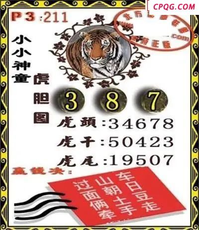 体彩P32025年211期 小小神童虎胆图