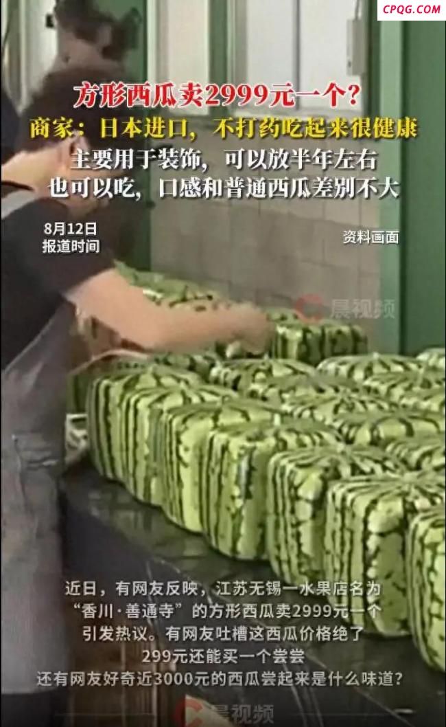 一水果店方形西瓜标价2999元，用于观赏 高价引发热议