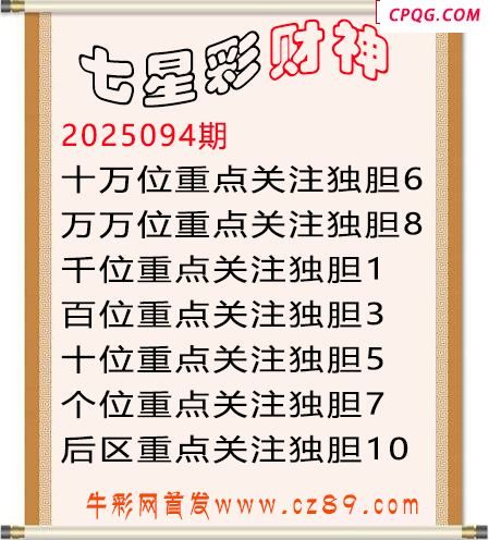 七星彩2025年094期财神独胆图迷