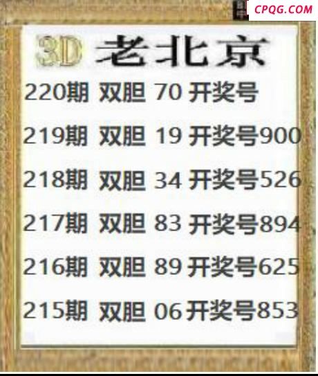 正老北京2025220期3d图谜