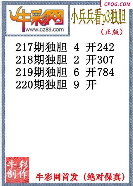 小兵兵独胆220期体彩P3图谜（原创）