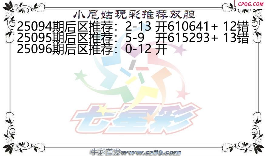 七星彩2025096期小尼姑玩彩双胆图谜