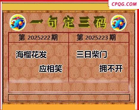 2025223期天宇一句定三码