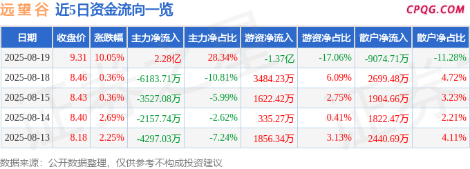 8月19日远 望 谷涨停：电子车牌，新零售，智能制造概念热股
