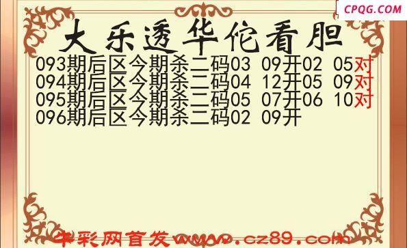 大乐透2025096期华佗看胆后区杀二码图谜