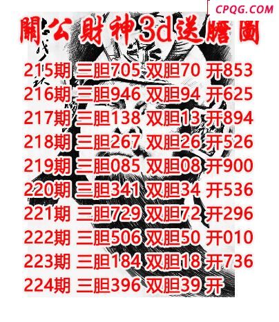 关公财神送胆2025224期3d图谜（原创）