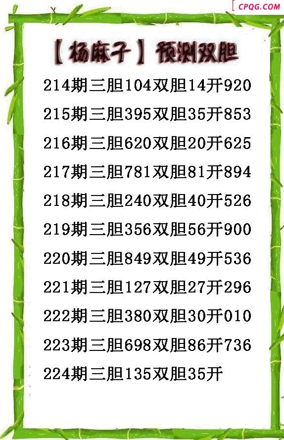 杨麻子双胆2025224期3d图谜