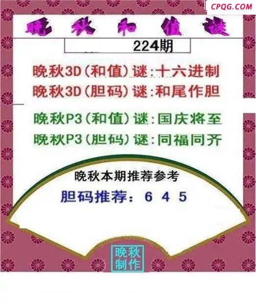 晚秋和值谜2025224期3d图谜