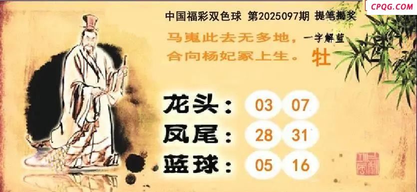 蓝球绝煞25年097期双色球图谜